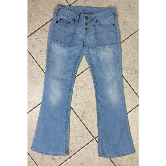 VTG True Religion Women's Morgan boot Jeans Size 29 Low Rise USA Button Fly Y2K - Picture 1 of 12